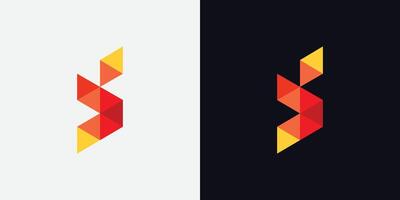 meetkundig s brief logo ontwerp met rood tinten vector