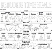 geologisch tijd schaal zwart en wit lijn kunst illustratie. vector