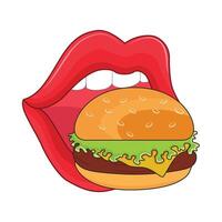 illustratie van hamburger en lippen vector