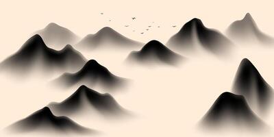 modern ontwerp vector illustratie van mooi Chinese inkt landschap schilderen.