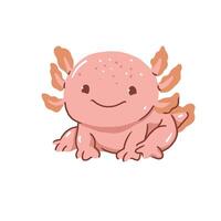 schattig axolotl met glimlach uitdrukking vector