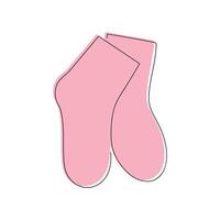 roze sokken voor baby meisje getrokken in een doorlopend lijn. een lijn tekening, minimalisme. vector illustratie.