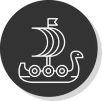 viking schip lijn grijs icoon vector