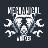 mechanisch arbeider logo sjabloon met beer mascotte vector