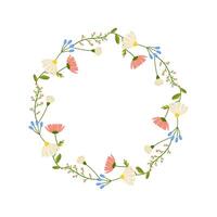 bloemen ronde kader, ornament, voorjaar kleuren. Aan wit geïsoleerd achtergrond. voor uw ansichtkaart ontwerp, uitnodigingen, Gefeliciteerd vector