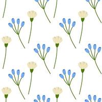 naadloos bloemen voorjaar bloemen wit blauwe.vector illustratie. voor uw ontwerp, omhulsel papier, kleding stof. vector