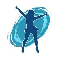 silhouet van een vrouw danser in actie houding. silhouet van een slank vrouw in dansen houding. vector