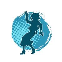 silhouet van een vrouw danser in actie houding. silhouet van een slank vrouw in dansen houding. vector