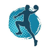 silhouet van een mand bal speler in actie houding. silhouet van een mannetje mand bal atleet. vector