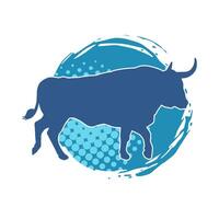 silhouet van een wild buffel dier. silhouet van een wild bizon dier. vector