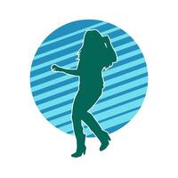 silhouet van een vrouw danser in actie houding. silhouet van een slank vrouw in dansen houding. vector