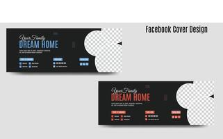 echt landgoed huis eigendom banier of facebook Hoes ontwerp vector