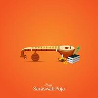 vasant panchami, saraswati poeja, basant sociaal media post vector