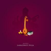 vasant panchami, saraswati poeja, basant sociaal media post vector