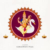 vasant panchami, saraswati poeja, basant sociaal media post vector