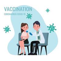 mensen gevaccineerd concept voor immuun gezondheid.a dokter krijgt een griep vaccin voor een vrouw in de ziekenhuis. coronavirus covid 19. vector
