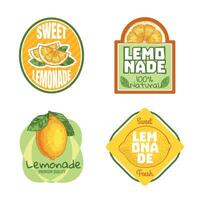 limonade label. natuurlijk drinken badges met citrus sap. vers biologisch Product met geel citroen fruit. zomer heerlijk drank vector