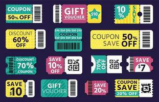 coupon sjabloon. korting banier met streepjescode, boodschappen doen bon, korting kaart, korting code, aanbod certificaat. vector e-commerce mockup