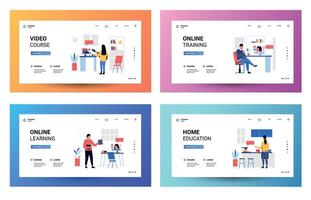 online onderwijs landen. studie Cursus en afstand aan het leren web bladzijde sjabloon, online klasse website indeling. vector webinar en web telefoontje concept