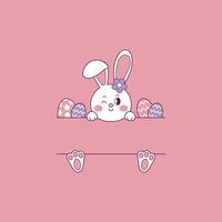 schattig Pasen konijn illustratie voor toevoegen een naam vector