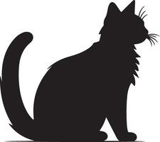 kat silhouet illustratie vector wit achtergrond