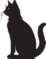 kat silhouet illustratie vector wit achtergrond