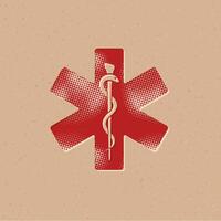 medisch symbool halftone stijl icoon met grunge achtergrond vector illustratie