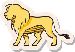 hand- getrokken leeuw icoon in sticker stijl vector illustratie