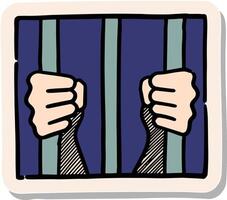 hand- getrokken gevangenis icoon in sticker stijl vector illustratie