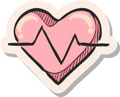 hand- getrokken hart tarief icoon in sticker stijl vector illustratie