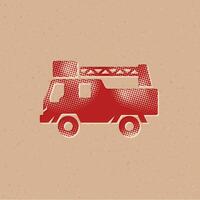 brandweerman auto vrachtauto halftone stijl icoon met grunge achtergrond vector illustratie