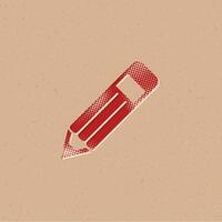 potlood halftone stijl icoon met grunge achtergrond vector illustratie