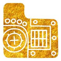 hand- getrokken onzin tafel icoon met pijlen in goud folie structuur vector illustratie