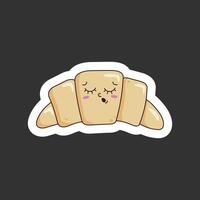 grappig croissant sticker met een glimlach vector