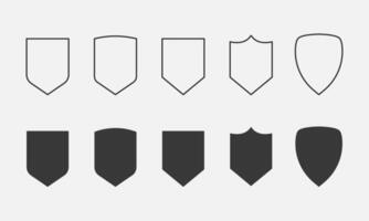 beschermen bewaker schild zwart en lijn icoon set. vector illustratie