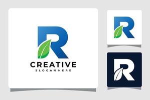 brief r met blad bedrijf logo ontwerp vector