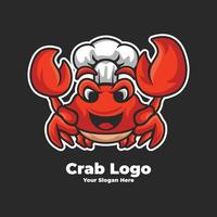 chef krab mascotte logo karakter dier illustratie vector