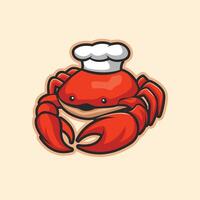 chef krab mascotte logo karakter dier illustratie vector