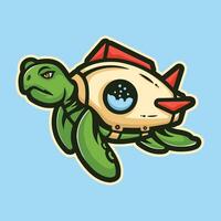 raket schildpad mascotte logo ontwerp illustratie vector