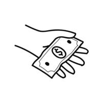 hand- Holding geld icoon. hand- getrokken vector illustratie.