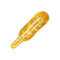 hand- getrokken thermometer icoon in goud folie structuur vector illustratie