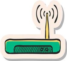 hand- getrokken internet router icoon in sticker stijl vector illustratie