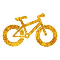 hand- getrokken dik band fiets icoon in goud folie structuur vector illustratie