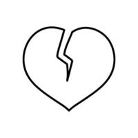 gebroken hart vorm icoon. hand- getrokken vector illustratie. bewerkbare lijn hartinfarct.