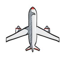 vliegtuig icoon in hand- getrokken kleur vector illustratie