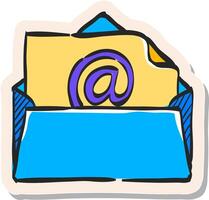 hand- getrokken e-mail icoon in sticker stijl vector illustratie