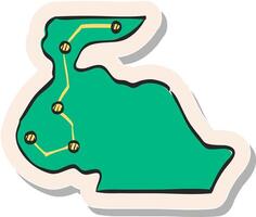 hand- getrokken rally route kaart icoon in sticker stijl vector illustratie