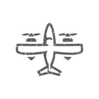 wijnoogst vliegtuig icoon in grunge structuur vector illustratie
