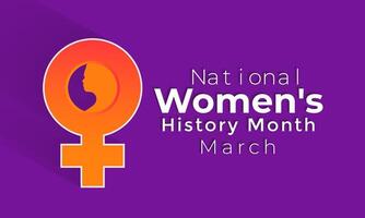 vrouwen geschiedenis maand is opgemerkt elke jaar in maart, is een jaar- verklaard maand. groet kaart, spandoek poster, folder en banier, achtergrond ontwerp. vector