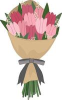 roze tulp bloemen boeket hand- getrokken element vector illustratie voor versieren uitnodiging groet verjaardag partij viering bruiloft kaart poster banier textiel behang papier inpakken achtergrond